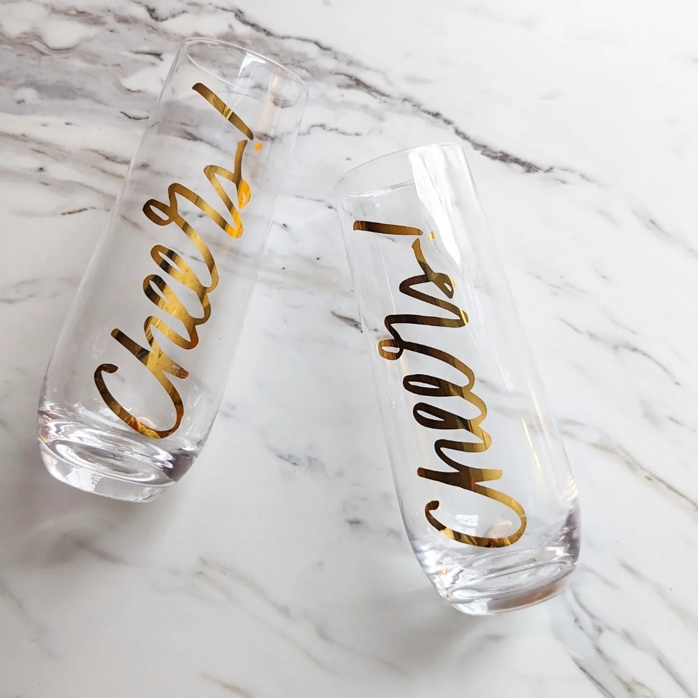 NIB Champagne Glasses Set of 2 by Paper Source